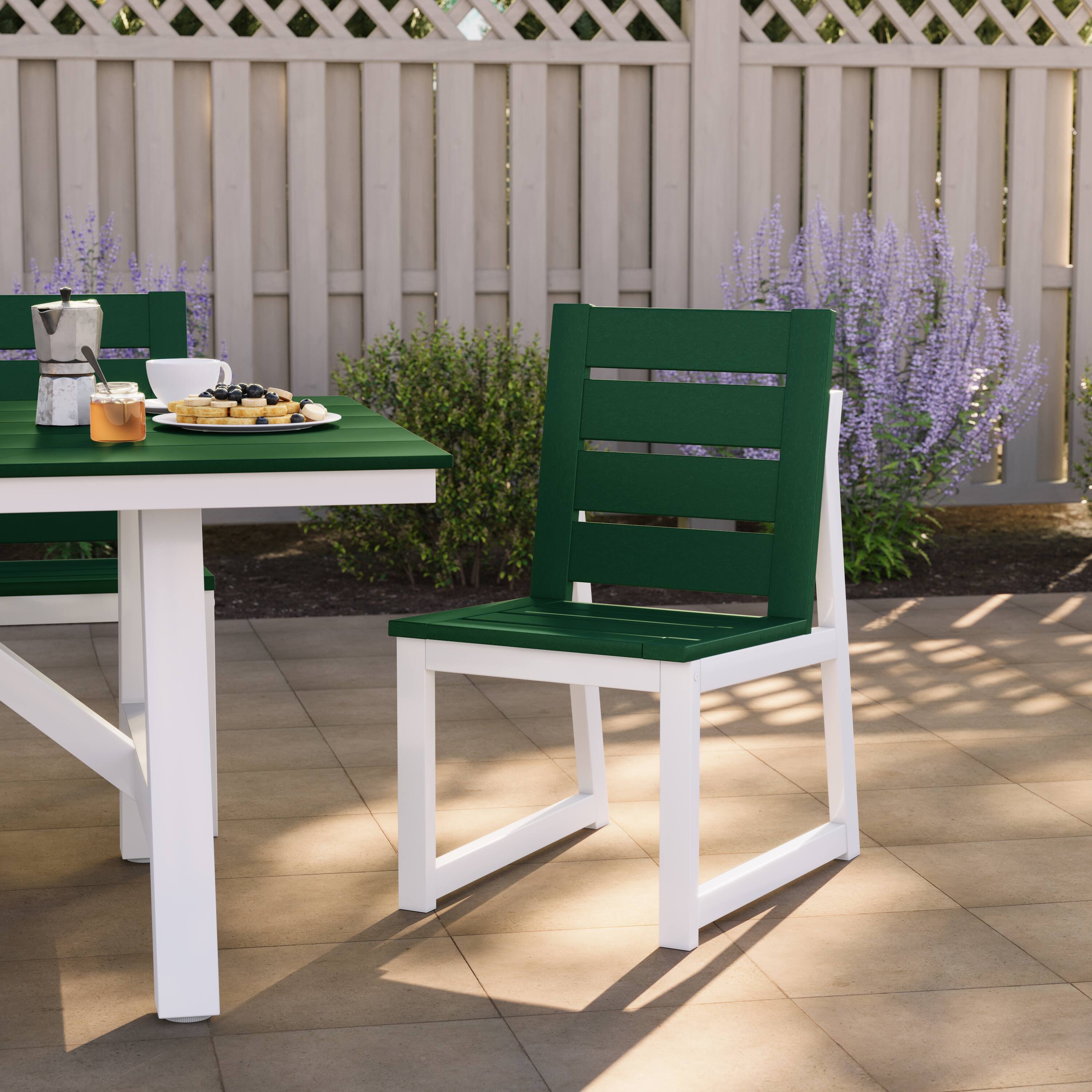 Angle. WestinTrends - WestinTrends Cape May HDPE Outdoor Patio Dining Side Chair - Dark Green.