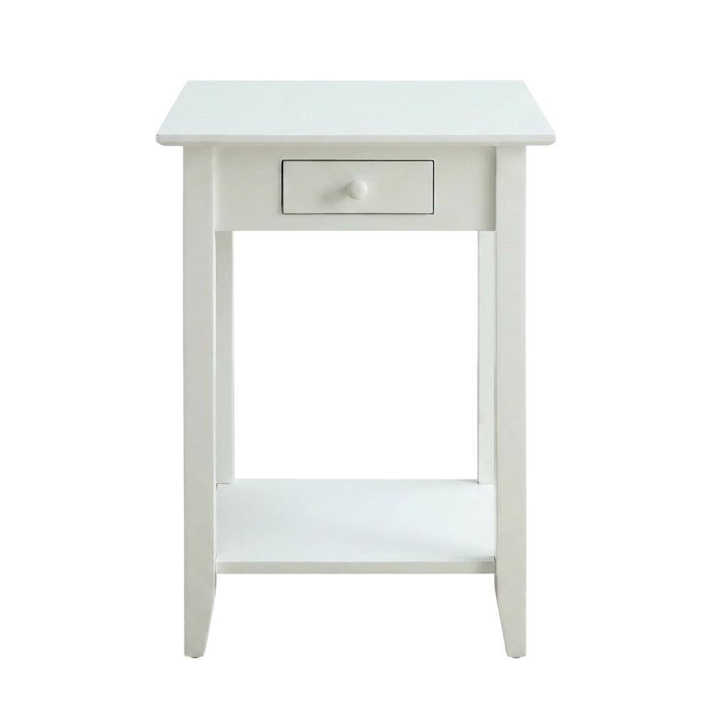 Angle. FurniFact - Wooden End Table with Drawer and Shelf for Living Room Use - White.