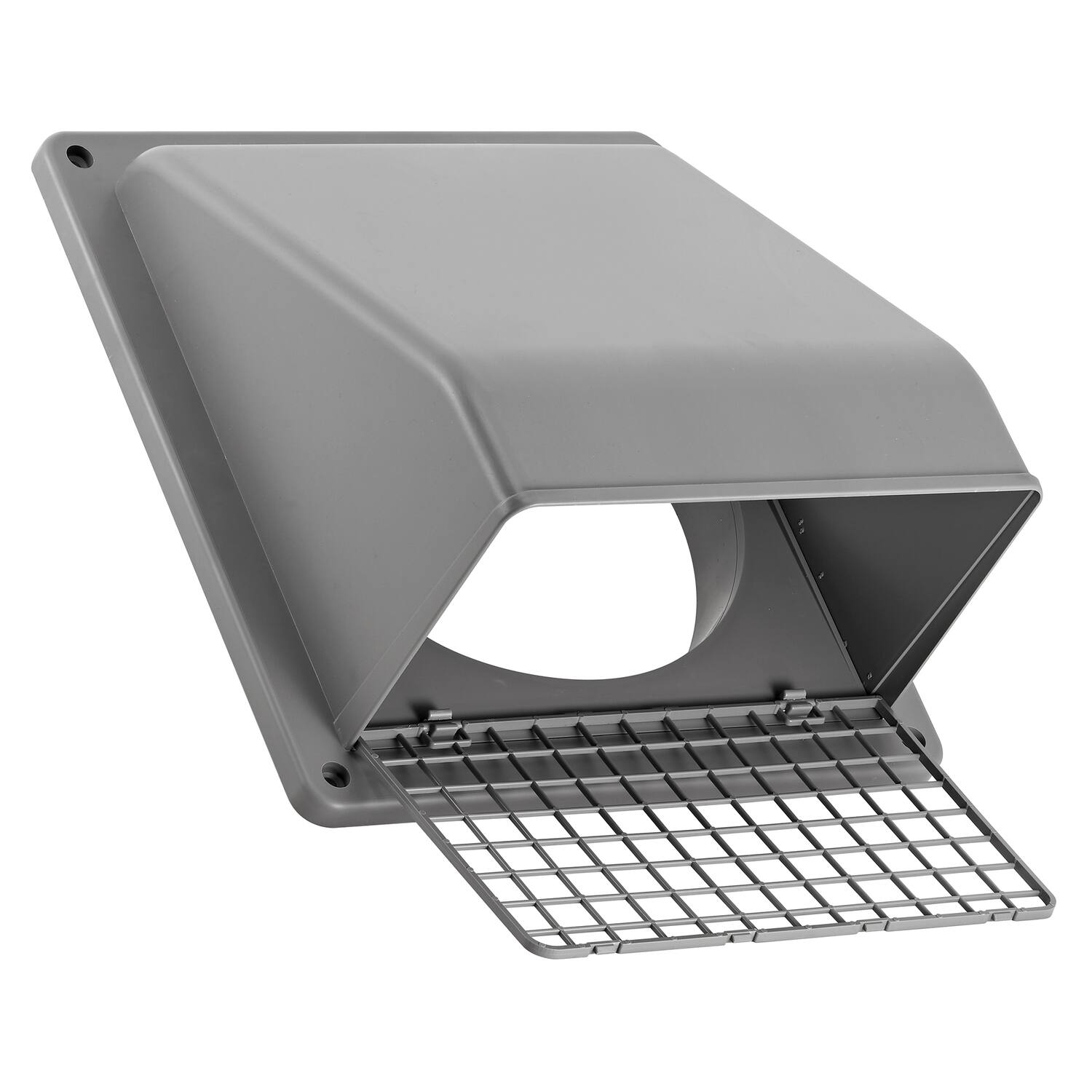 Alt View 2. Lambro - 8" Plastic Wall Exhaust or Air Intake Vent with Hinged Screen and Removable Damper, Model 389G.