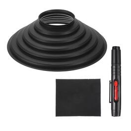 Unique Bargains - Lens Hood Shade, for 70-90mm Lens Collapsible Silicone Rubber Cap Shade with Cleaning Cloth & Pen - Black
