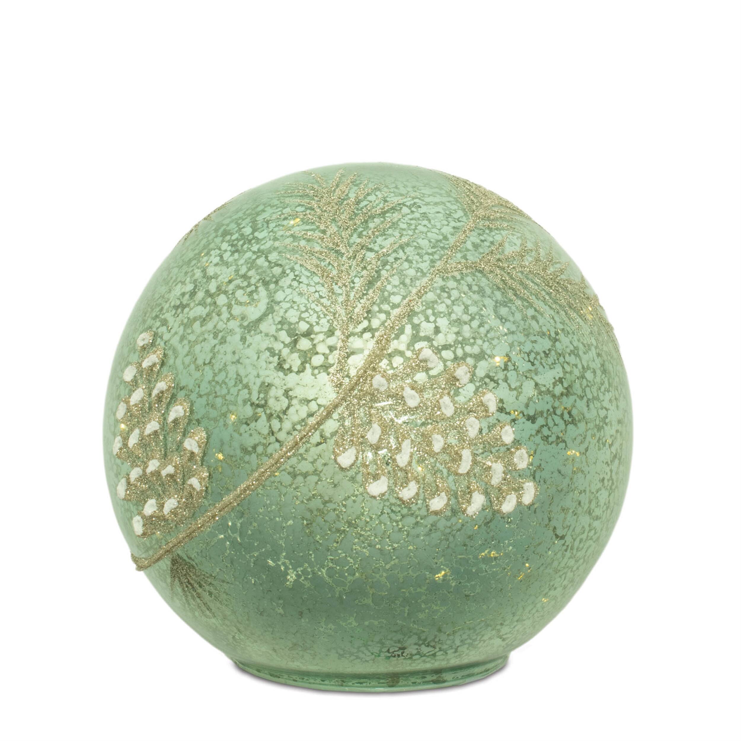 Left. BreeBe - LED Pinecone Globe (Set of 2) - Blue, Green, Silver.