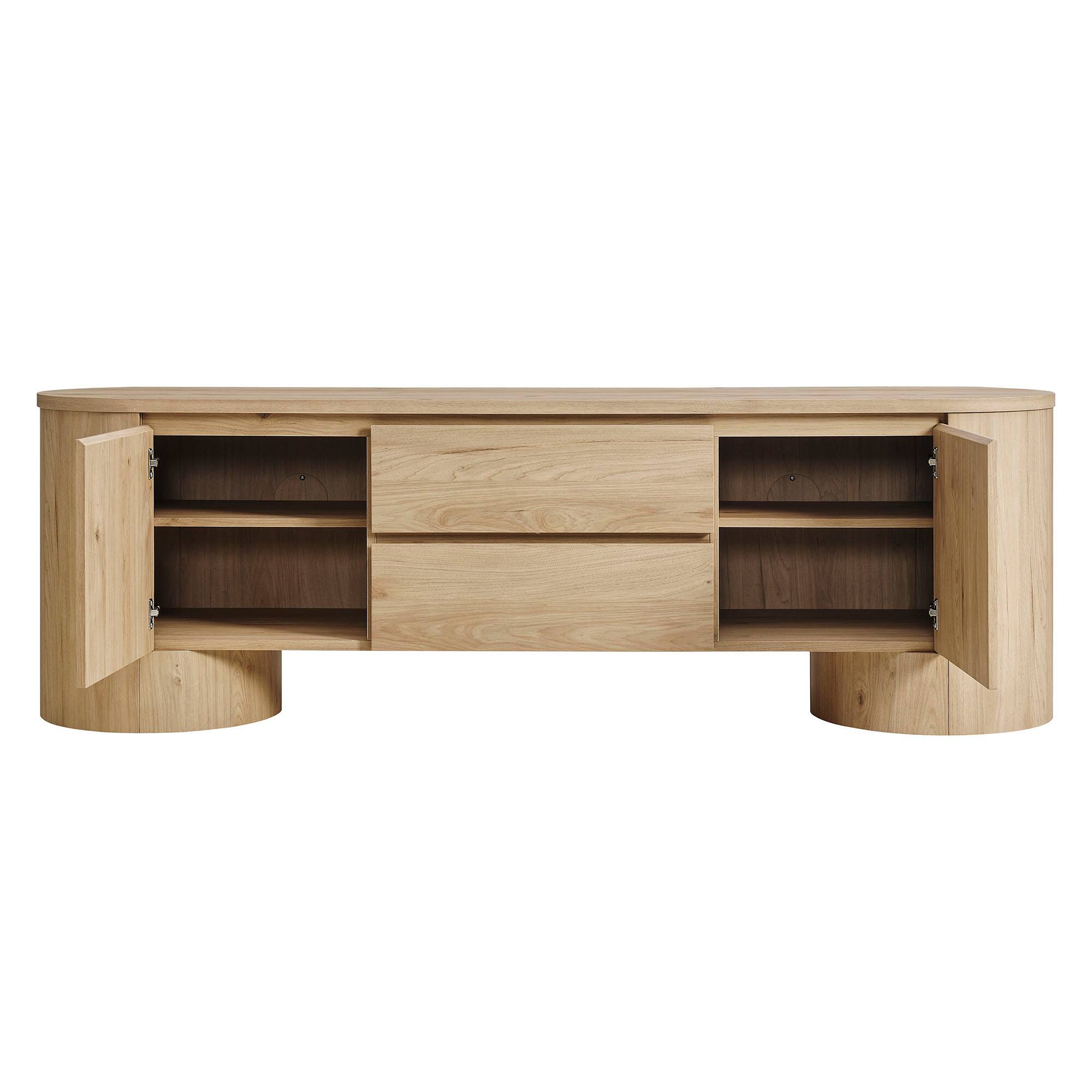 Alt View 4. Modway - Duval 71 Inch Oval TV Cabinet by Modway - Light Oak.