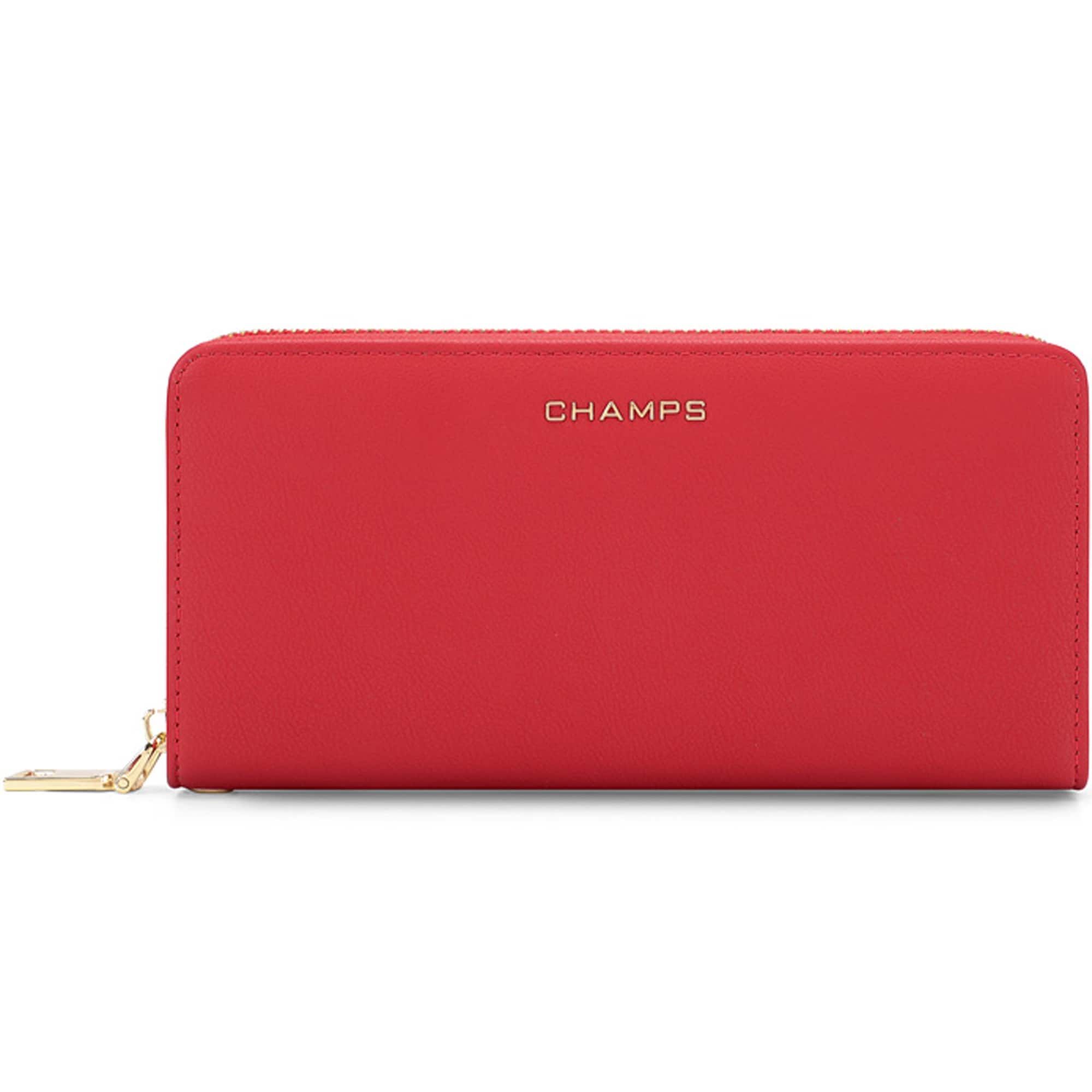 Front. Champs - Iconic Collection Zip-Around Wallet - Red.