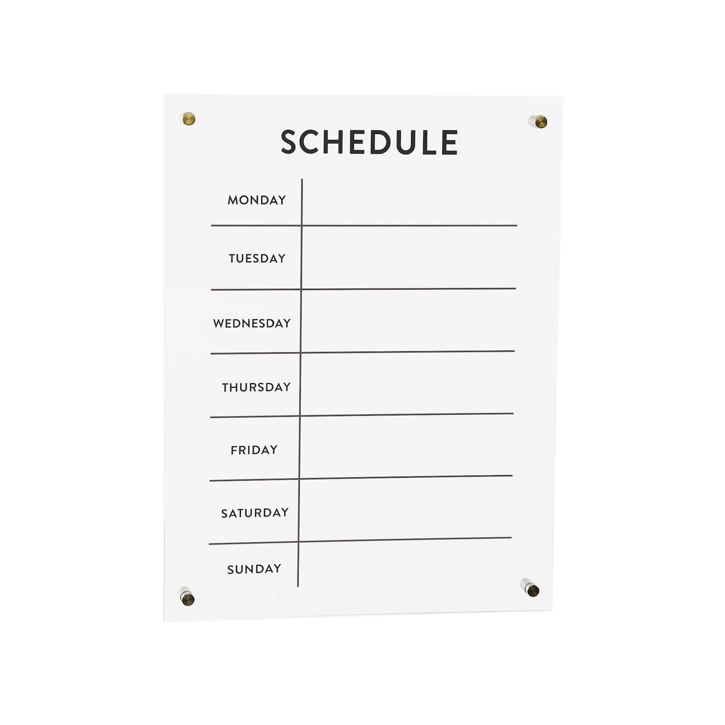 BreeBe - Acrylic Dry Erase Weekly Calender 19"H - White