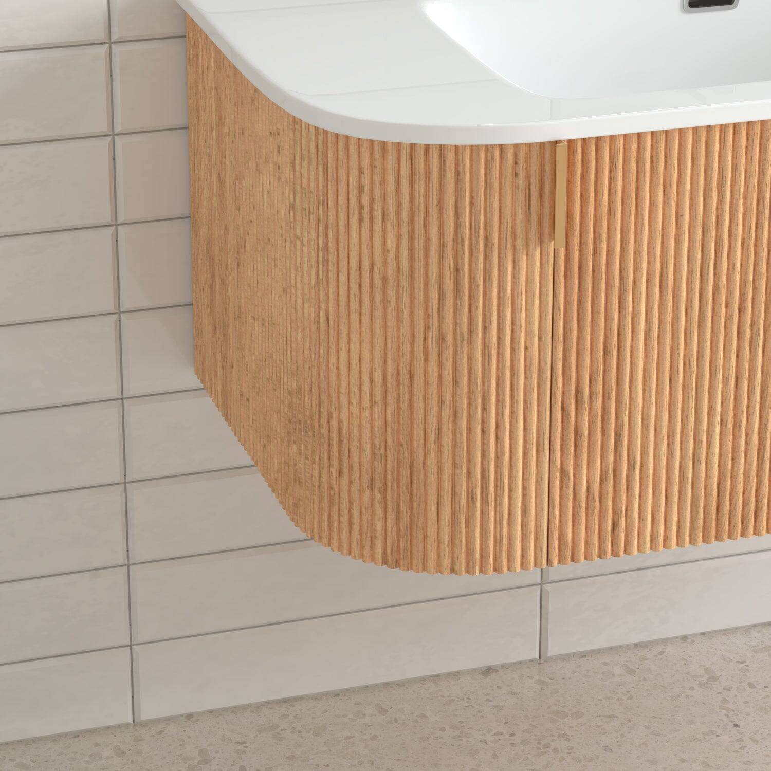 Angle. Boyel Living - 36 in Wall-Mounted Bathroom Vanity with 2 Side Drawers Ceramic Basin Pre-Assembled Walnut Finish - Natural Walnut.