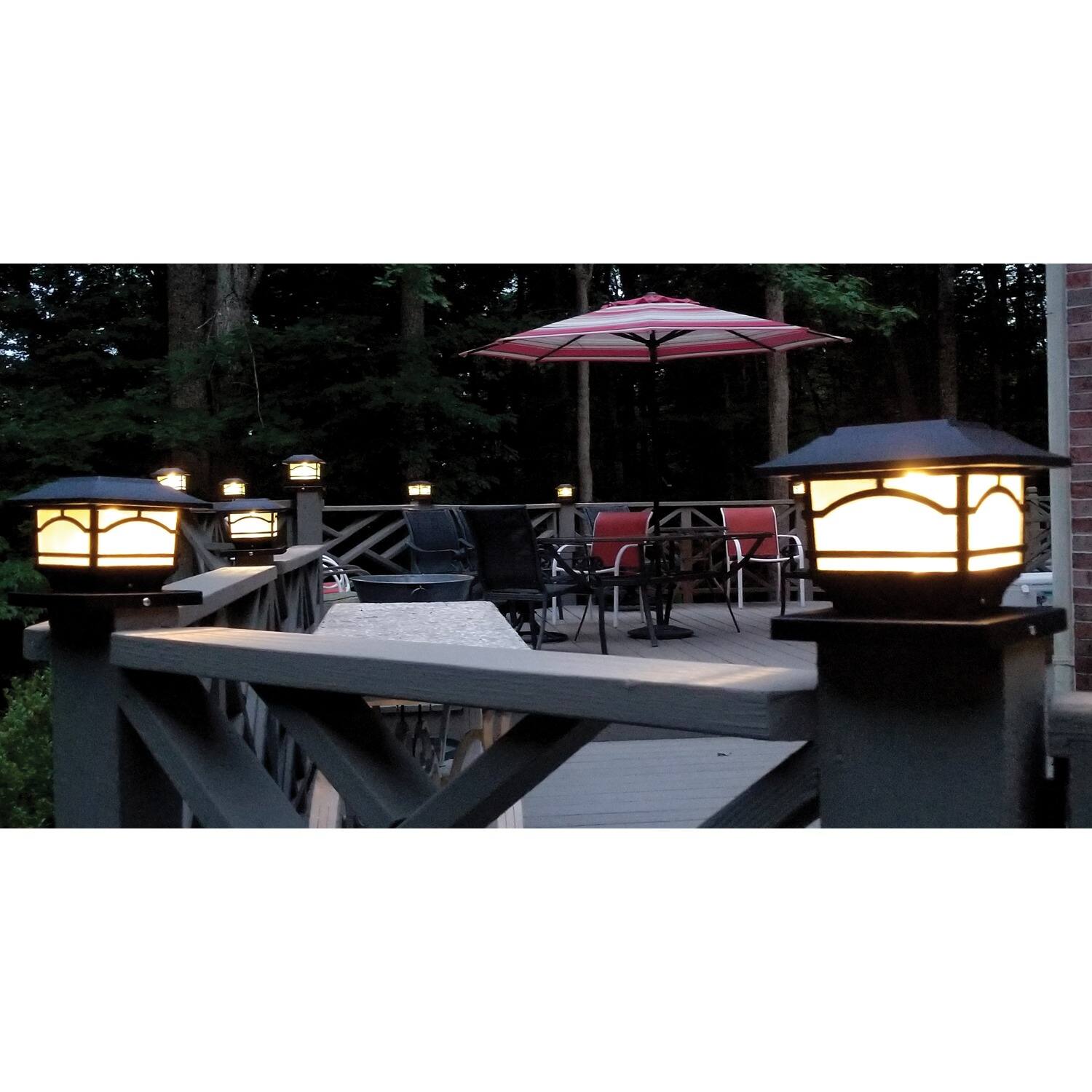 Left. MAXSA Innovations - Maxsa Innovations 41671 Mission-style Solar Post Cap And Deck Railing Lights, 2 Pack (dark Bronze) - bronze.