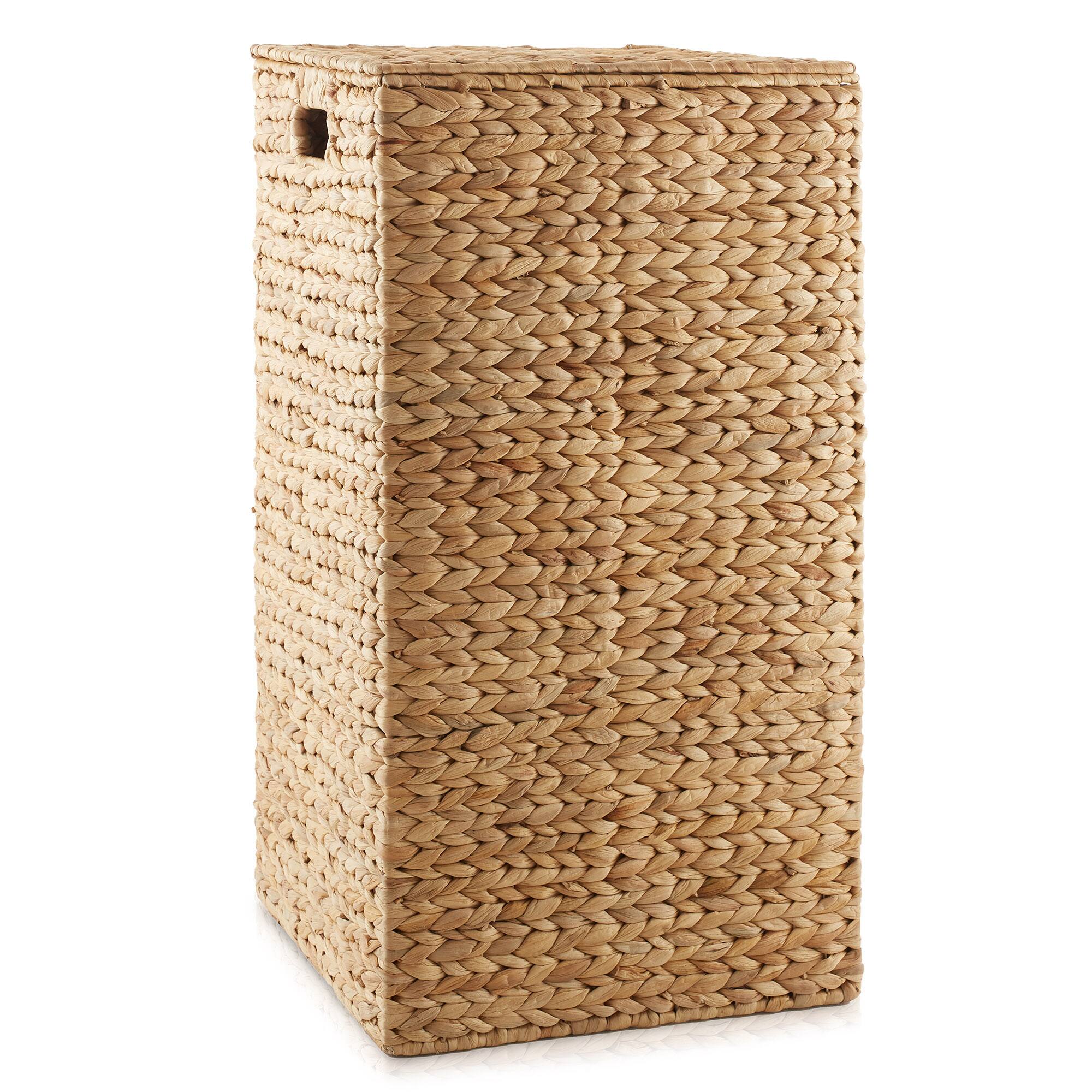 Alt View 3. Casafield - Square Laundry Hamper Basket w Lid and Liner for Clothes - Water Hyacinth - Natural.