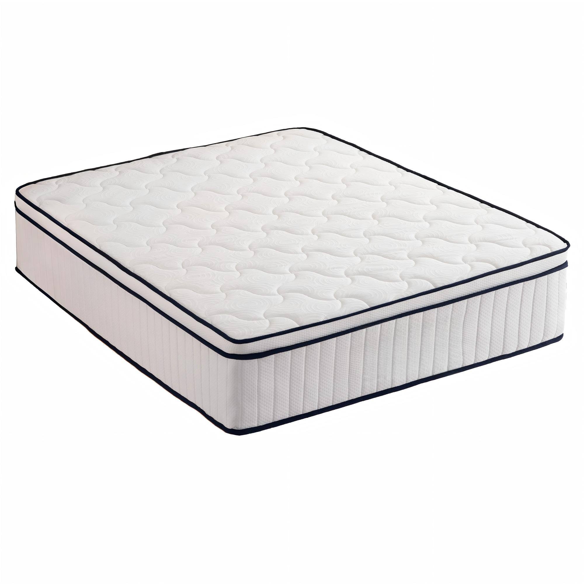 Ecooso - 12" King Medium-Firm Hybrid Mattress, Memory Foam + Pocket Coils, Pressure Relief, Cooling Cover - White