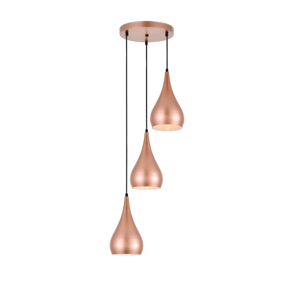 Alt View 4. Living District - Nora 3 Light Honey Gold Pendant - Honey Gold.