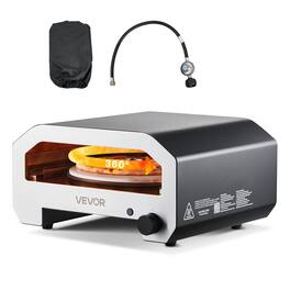 VEVOR - Outdoor Pizza Oven, 16 in Propane Gas Pizza Maker, Portable Pizza-Cooker with Electric Rotation, Thickened Pizza-Stone - Black (spray)