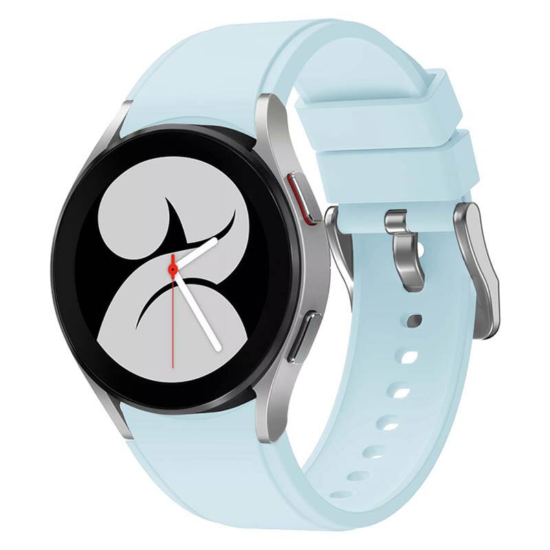 Front. StrapsCo - Active Band Silicone Rubber Watch Strap For Samsung Galaxy Watch 7 - Light Blue.