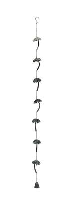 Front. Things2Die4 - Metal Tropical Palm Tree Rain Chain with Attached Hanger 72 inch - Brown.