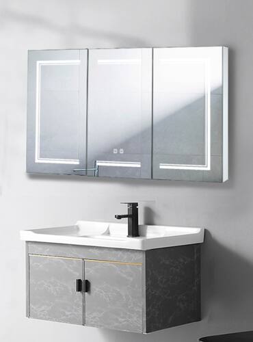 Alt View 8. Winado - 48" x 28" Wall-mounted Bathroom Makeup Cabinet with 3 Color LED Lighted Mirror & Charging Station Anti-Fog Touch Sensor - White.