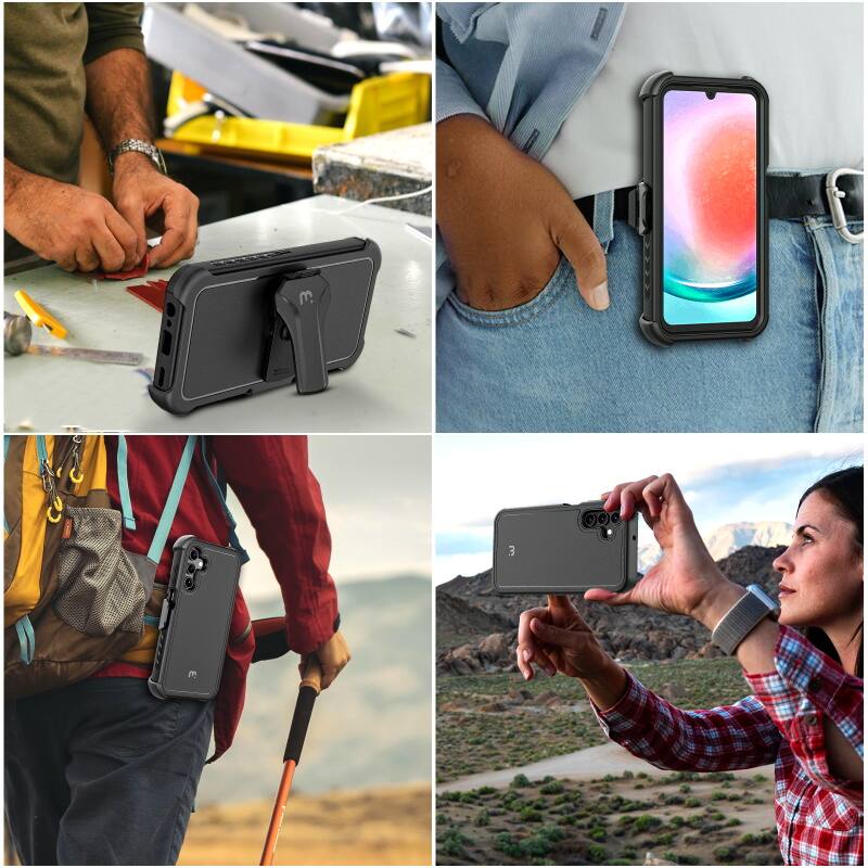 Alt View 4. Mybat Pro - MyBat Pro Maverick Series Case with Holster for Samsung Galaxy A15 5G - Black - Black.