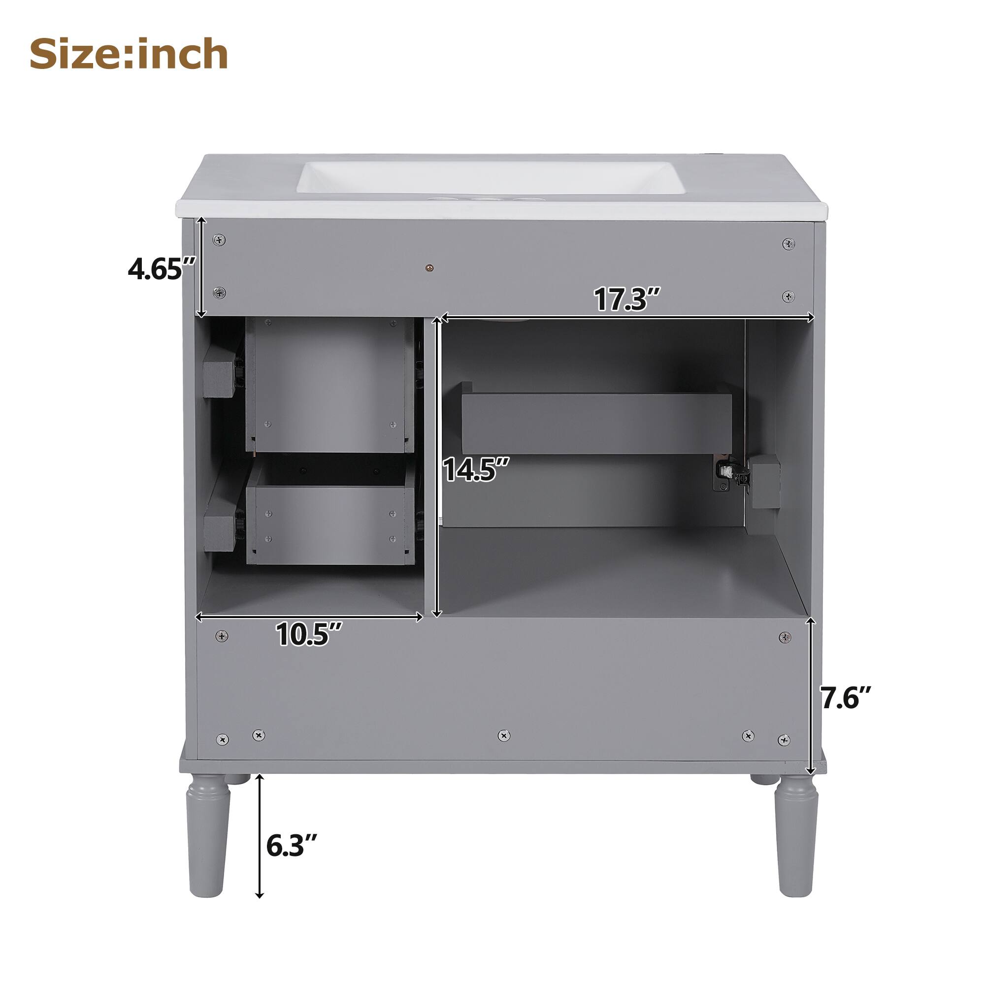 Size: inch

- 4.65"
- 17.3"
- 14.5"
- 10.5"
- 7.6"
- 6.3"