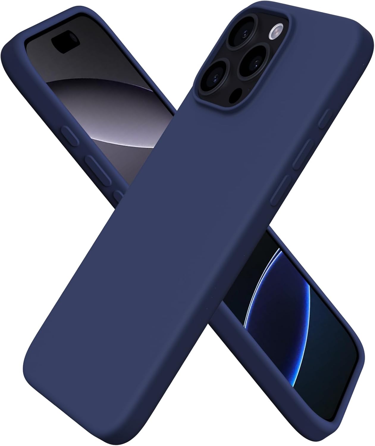 Front. Ornarto - ORNARTO Designed for iPhone 16 Pro Max Case 6.9", Liquid Silicone Full Covered Protective Case-Navy Blue - Navy Blue.