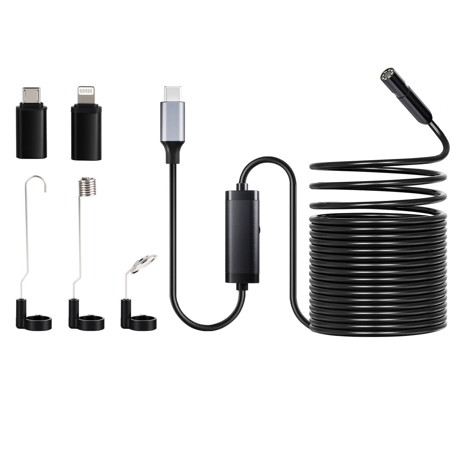 Alt View 4. VEVOR - Endoscope Camera with 49.2FT Semi-Rigid Cable, 1920P HD Borescope for Android & IOS, Industrial Inspection Camera - Black.