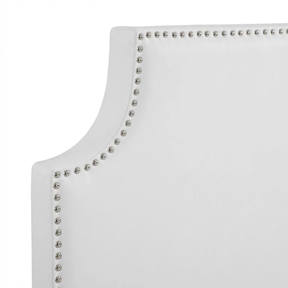 Back. FurniFact - Upholstered Vinyl Queen Headboard in Neutral Tone with Durable Padding - White.
