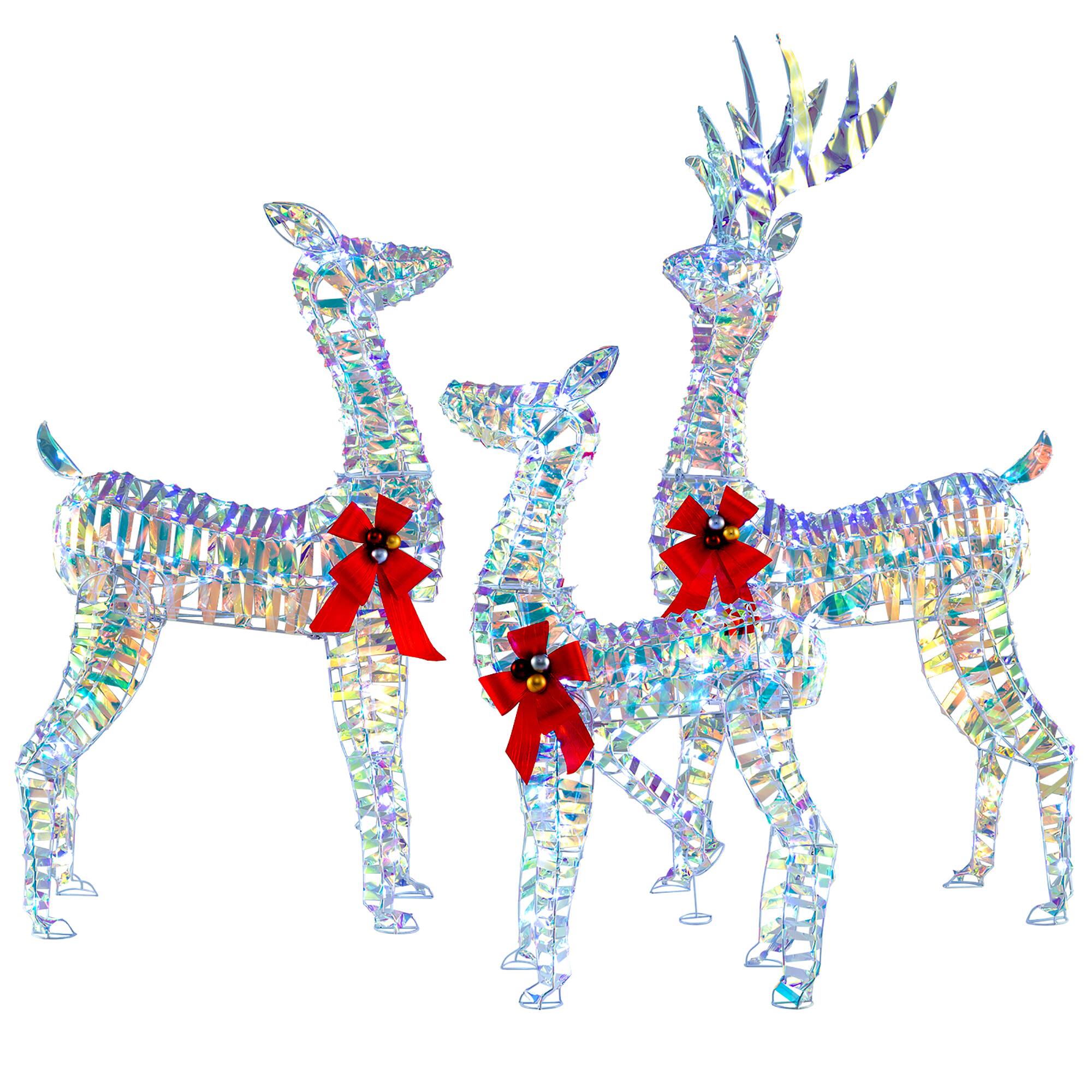 Alt View 9. Gymax - Gymax 3-Piece Iridescent Reindeer Family Set Christmas Pre-Lit Deer w/ 230 LED Lights - White.