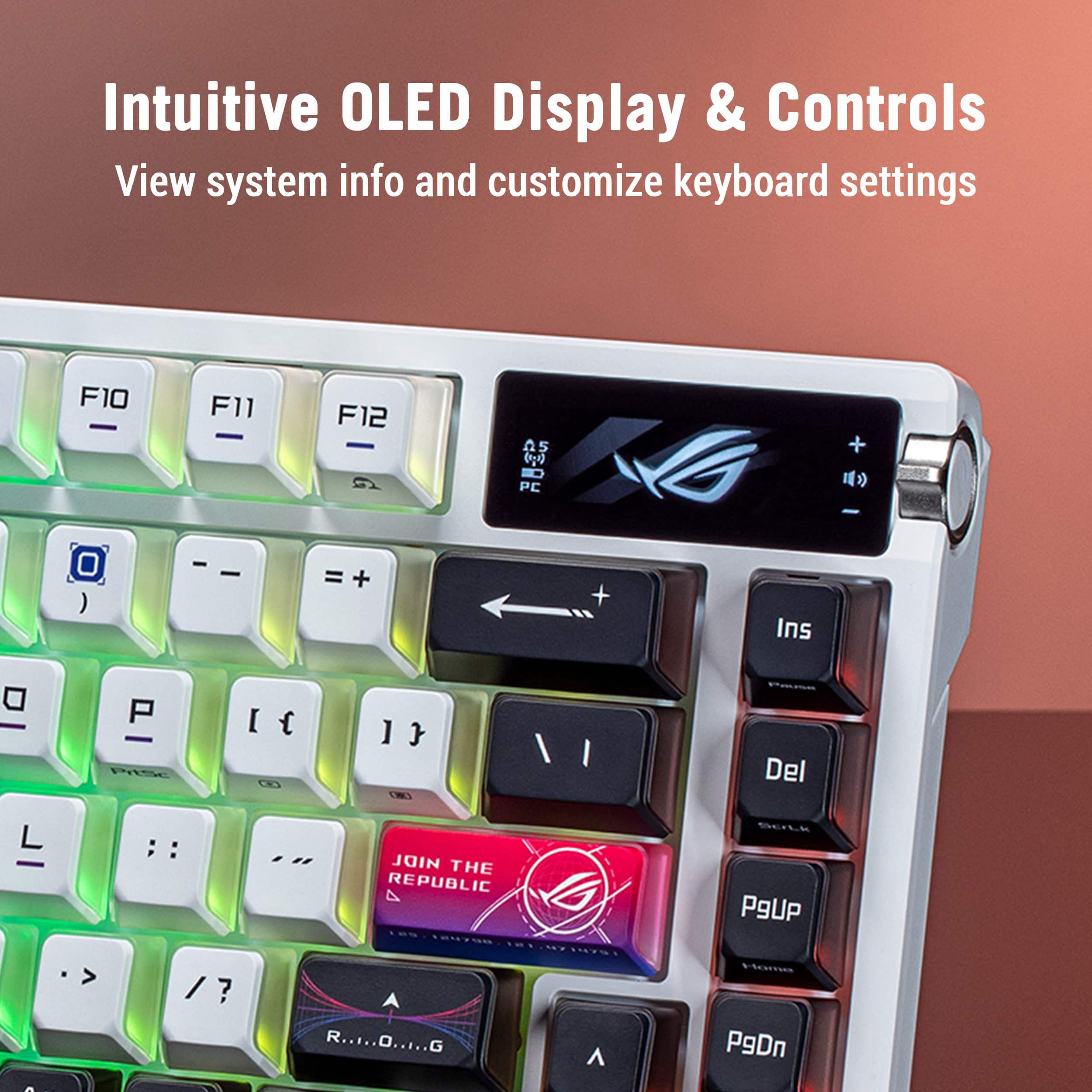 Intuitive OLED Display & Controls: View system info and customize keyboard settings.