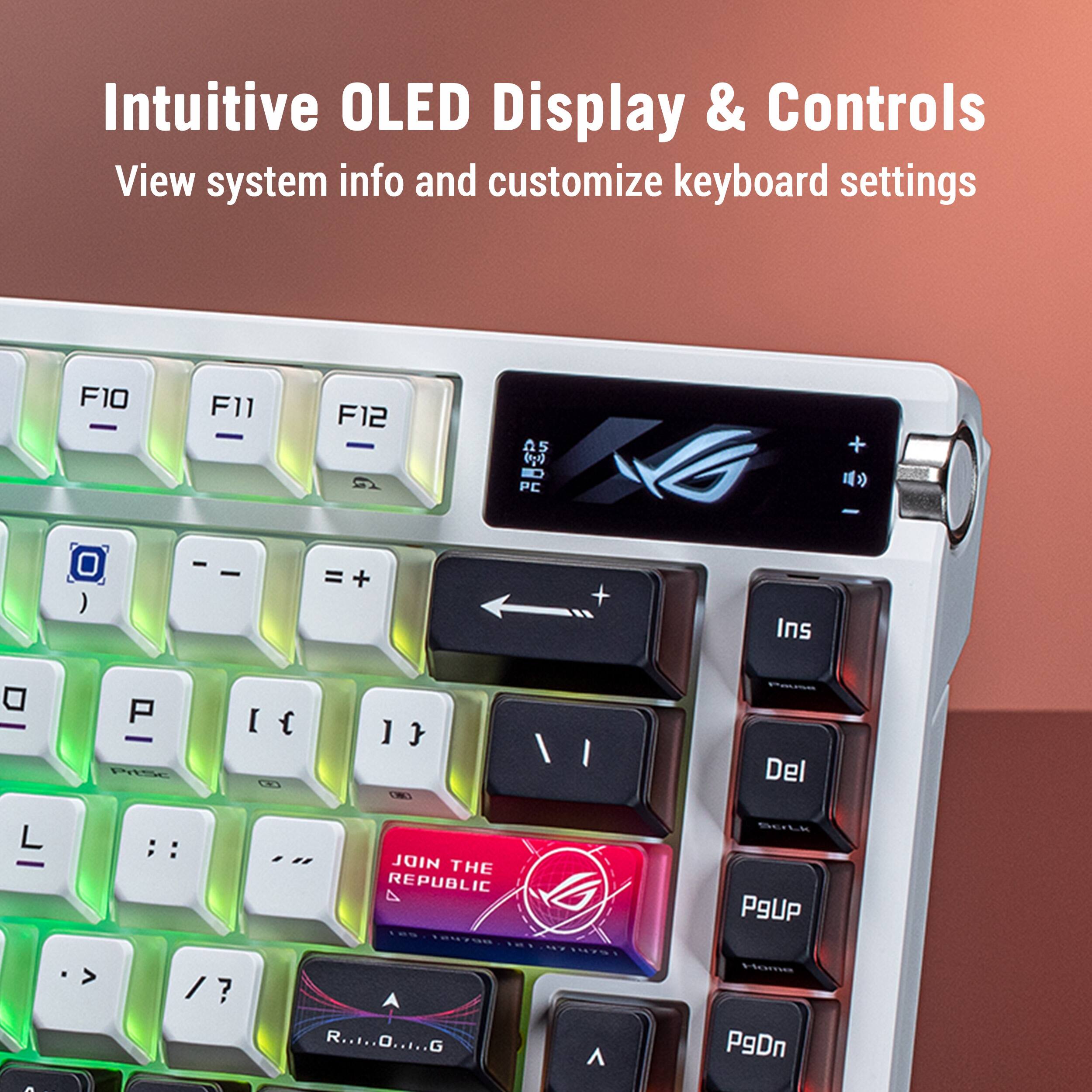 Intuitive OLED Display & Controls: View system info and customize keyboard settings.