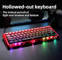 Loheer - 60% Mechanical Gaming Keyboard, Hot-Swappable Switch, Hollow RGB Design for PC Gamers - Red