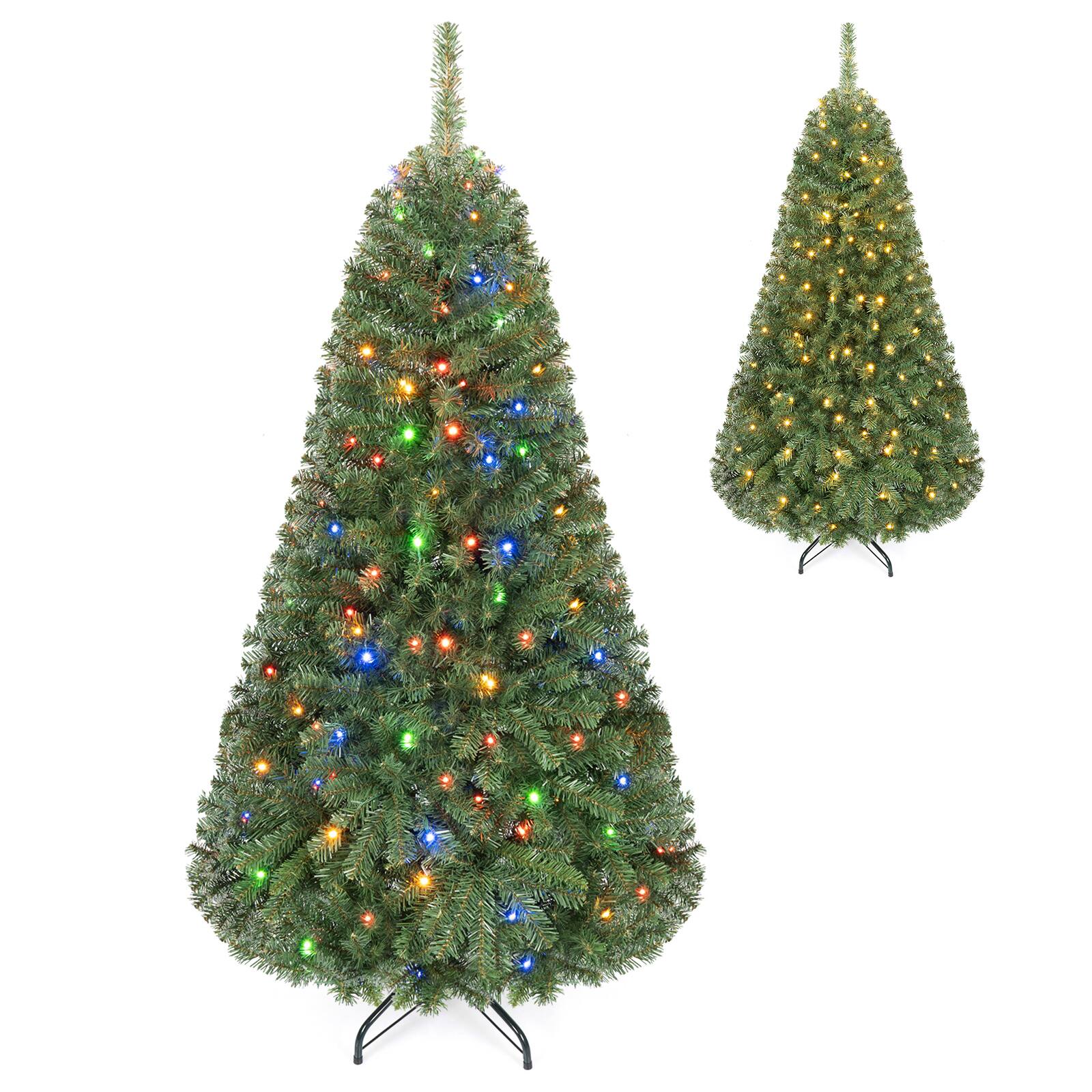 Alt View 1. Costway - Costway 5 FT Prelit Christmas Tree with 150 LED Lights & 600 PVC Branch Tips, Metal Stand - Green.