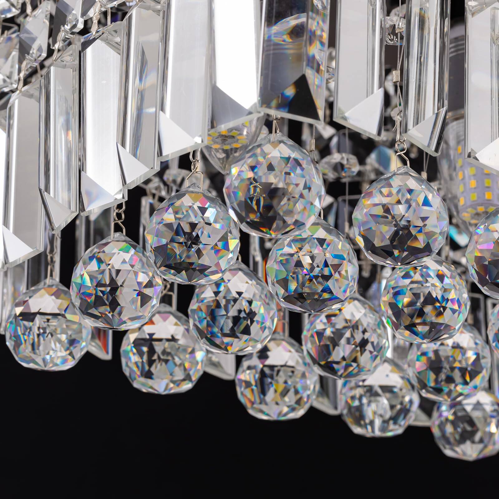 Alt View 6. Siljoy - 39.4" 8-Light Black Rectangular K9 Crystal Pendant, Adjustable Kitchen Island Chandelier for Dining Entryway - Black.