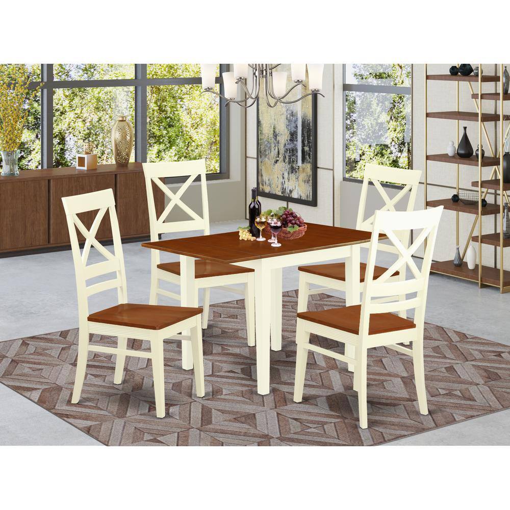 Angle. East West Furniture - Dining Room Set Buttermilk & Cherry - Brown.