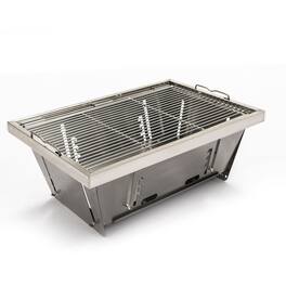 Boyel Living - Foldable Portable Stainless Steel Charcoal BBQ Grill - Silver