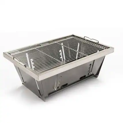 Front. Boyel Living - Foldable Portable Stainless Steel Charcoal BBQ Grill - Silver.