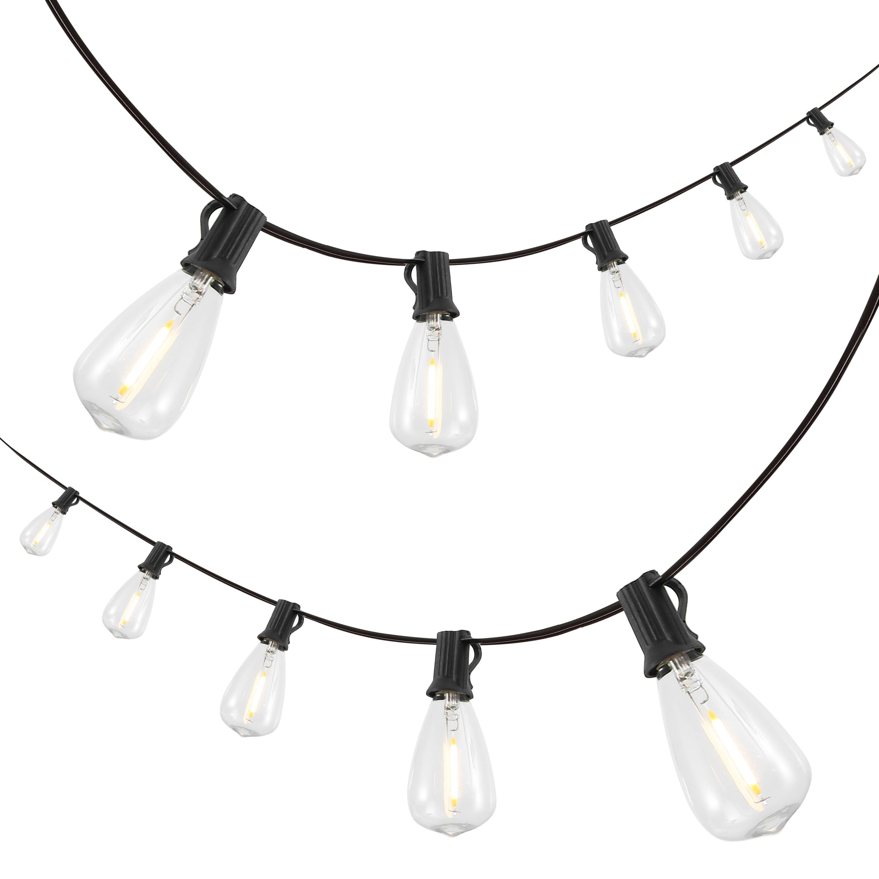 Front. Jonathan Y - 10-Light Indoor/Outdoor 10 ft. Rustic Industrial ST38 Clear Bulb String Lights, Black - LED - Black.