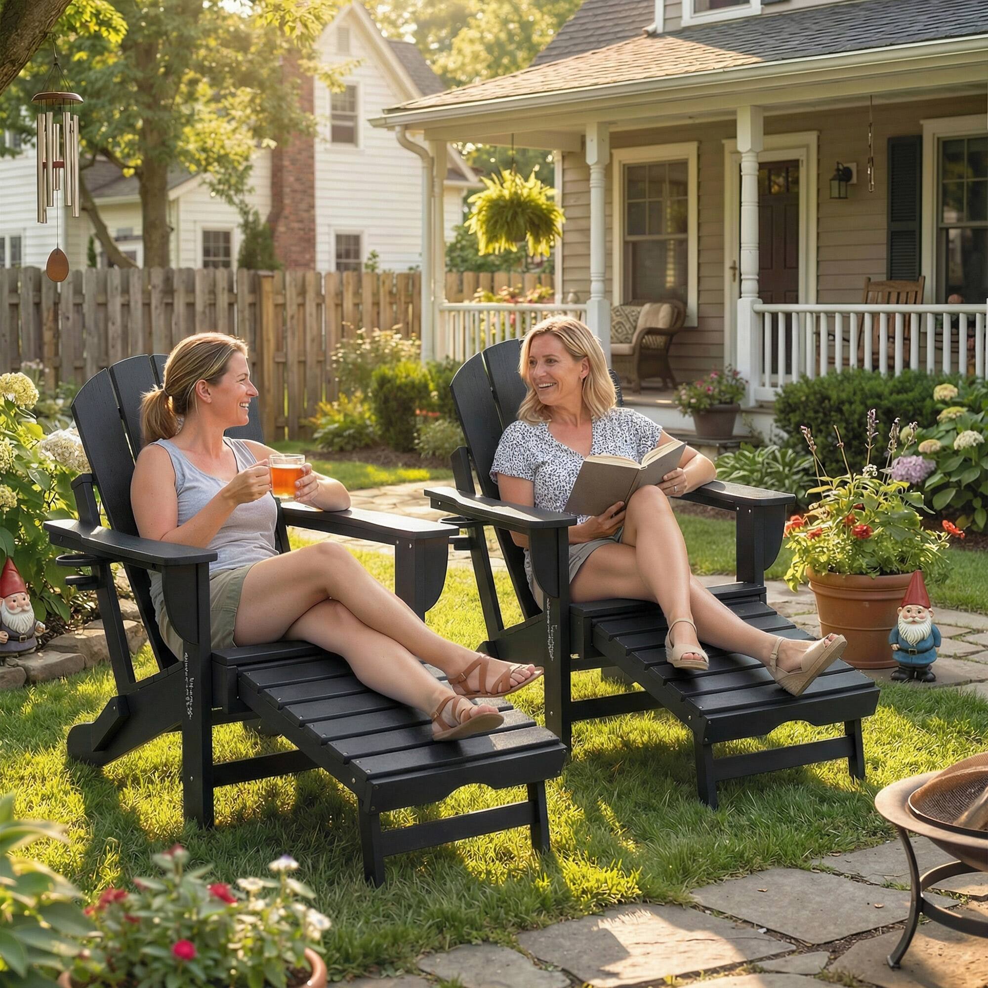 Alt View 7. Homcom - Folding Adirondack Chair Set of 2 - Black.