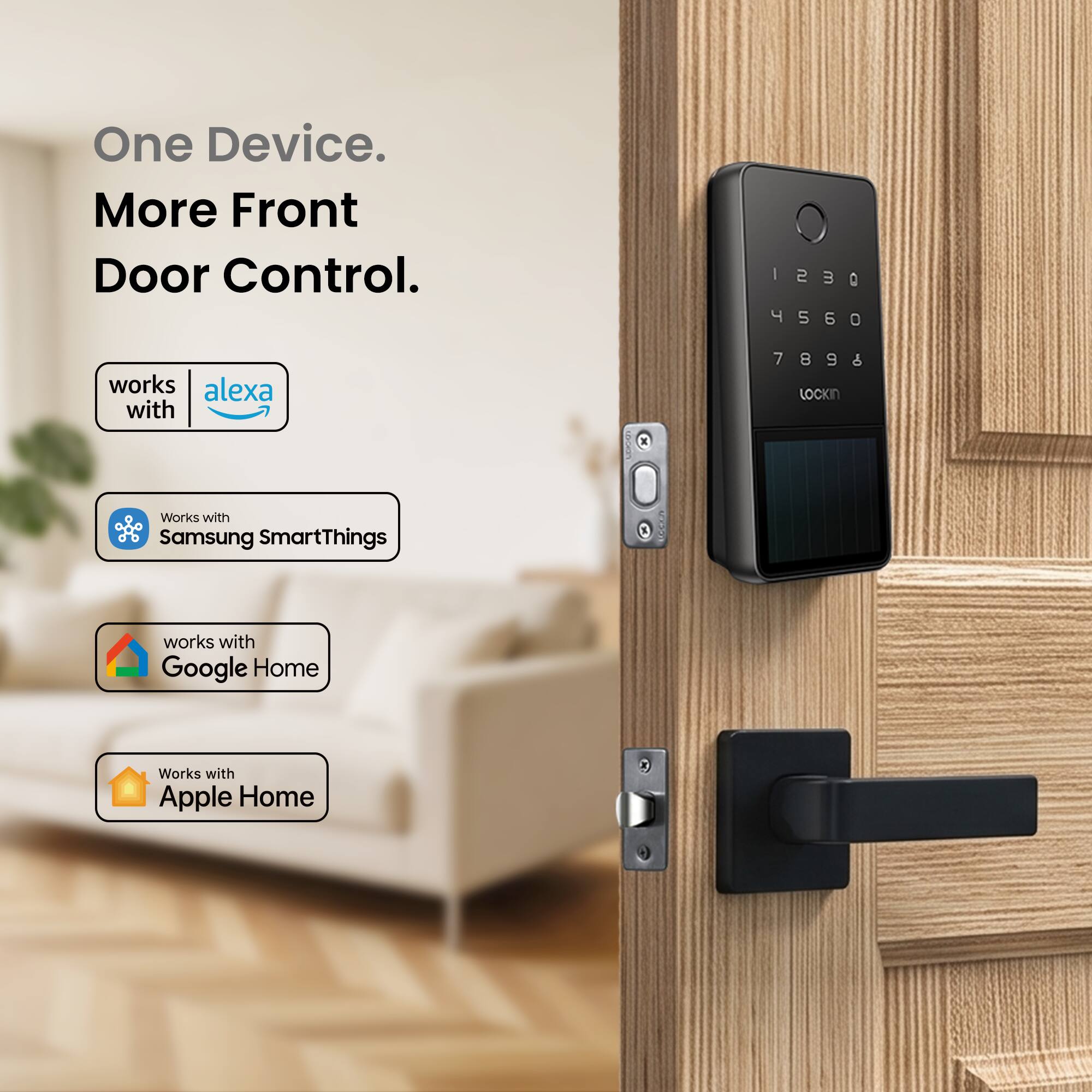 Lockin Veno Solar Fingerprint Smart Lock, Sunlight Powered, Deadbolt ...