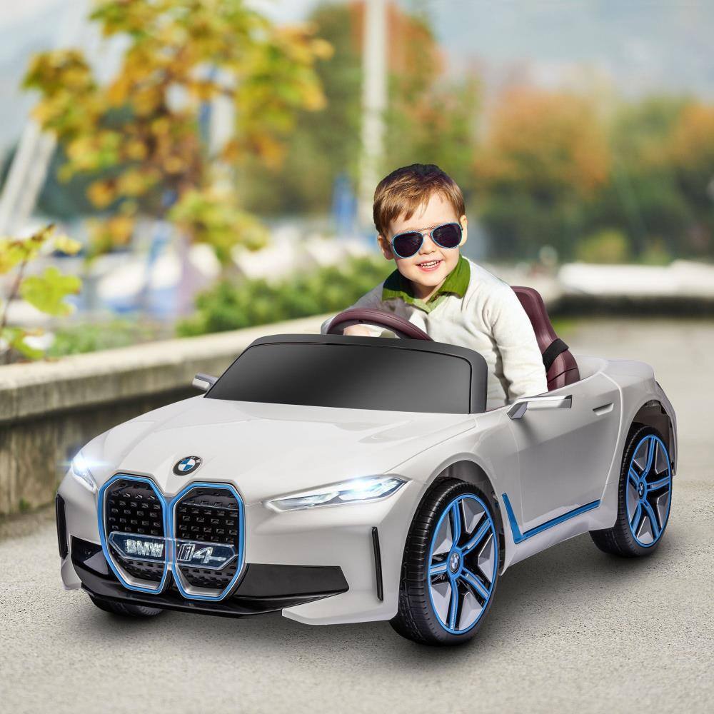 Angle. BreeBe - Aosom 12V Licensed BMW Kids Electric ride on Car with 2.4G Remote, Suspension, Horn, Music, Lights - White.