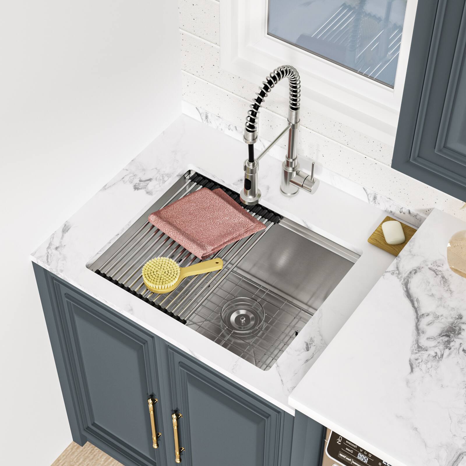 Angle. Lordear - 21x19x13 Inch Undermount Laundry Sink Workstation 16 Gauge Stainless Steel RV Utility Sink Single Bowl Sink - Stainless steel.