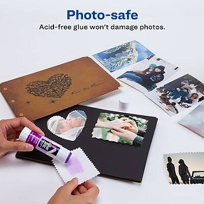Photo-safe  
Acid-free glue won't damage photos.