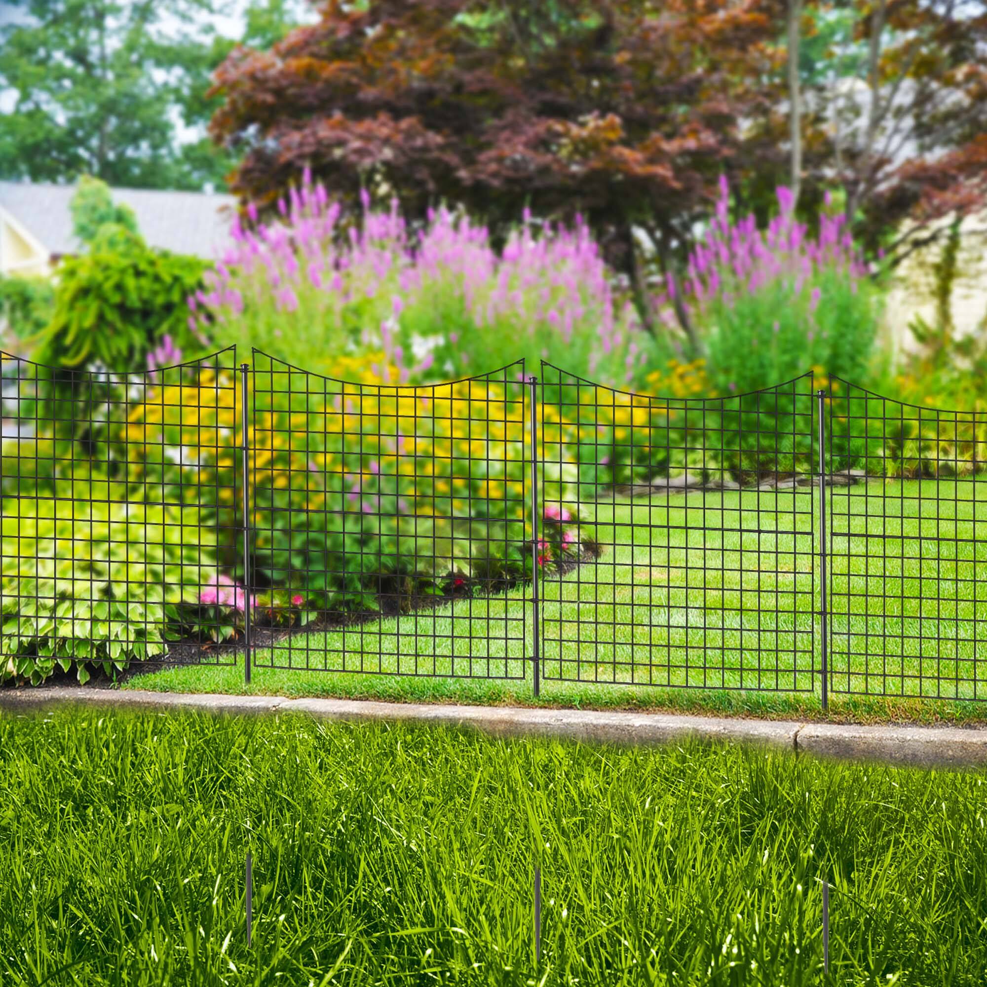 Alt View 5. Costway - Costway 39" Tall Outdoor Animal Barrier Decorative Garden Fence with 5 Panels & 5 Stakes - Black.