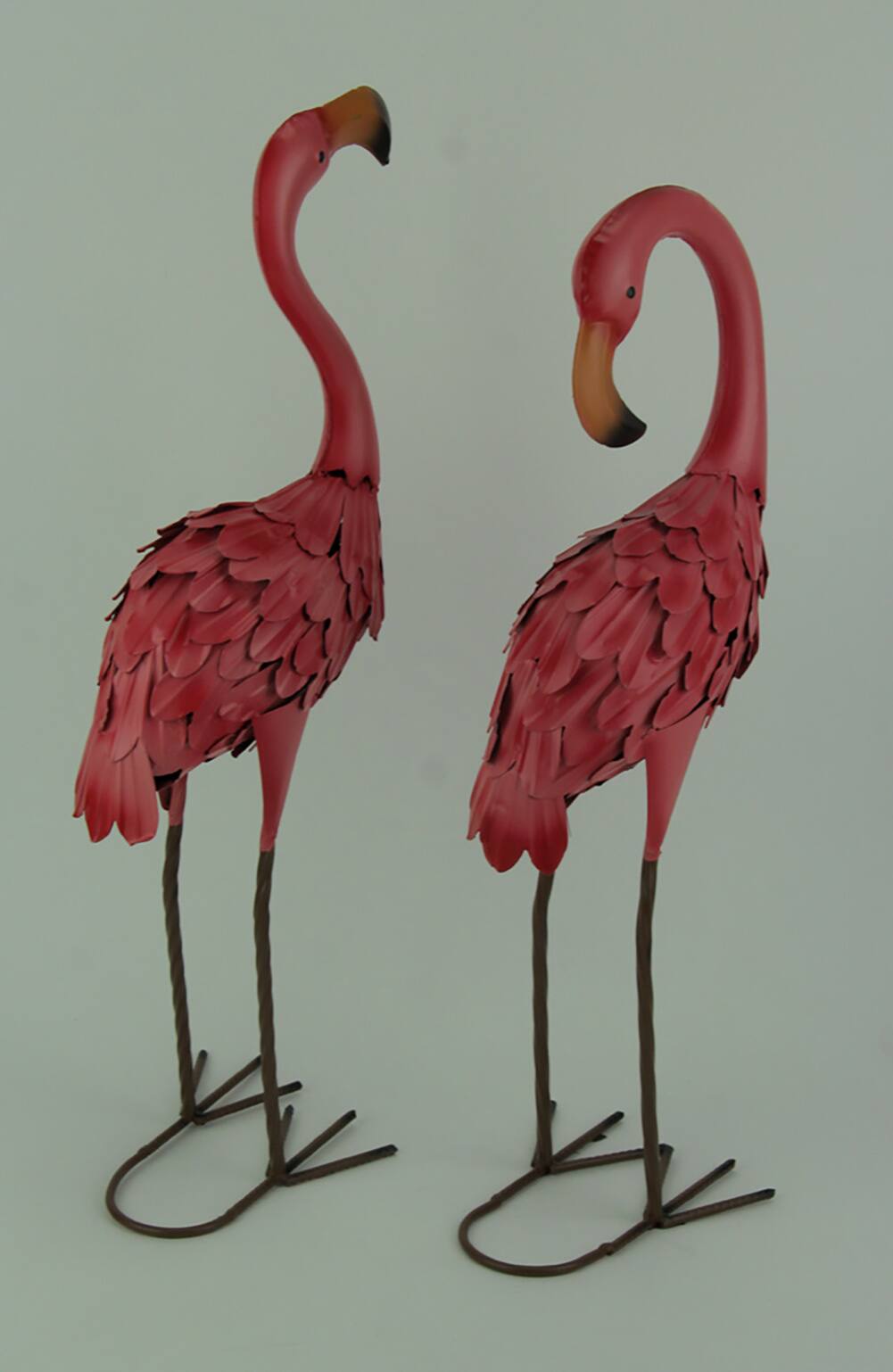 Alt View 2. Chesapeake Bay - Set of 2 Decorative Metal Pink Flamingo Yard Statues - Pink.