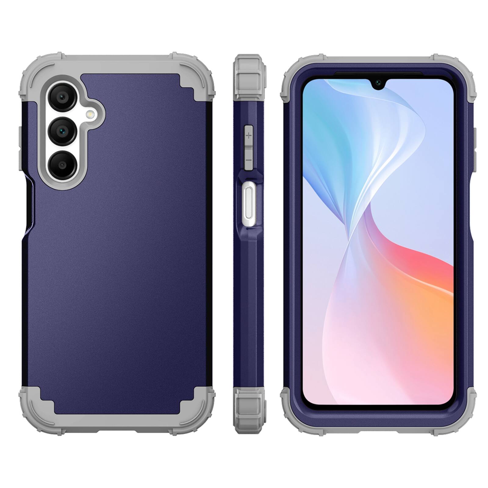 Alt View 2. Dteck - Rugged Case for Samsung Galaxy A16 5G,Shockproof Soft Silicone Bumper Hard PC Back Cover,3-Layers Protective Shell - Darkblue.