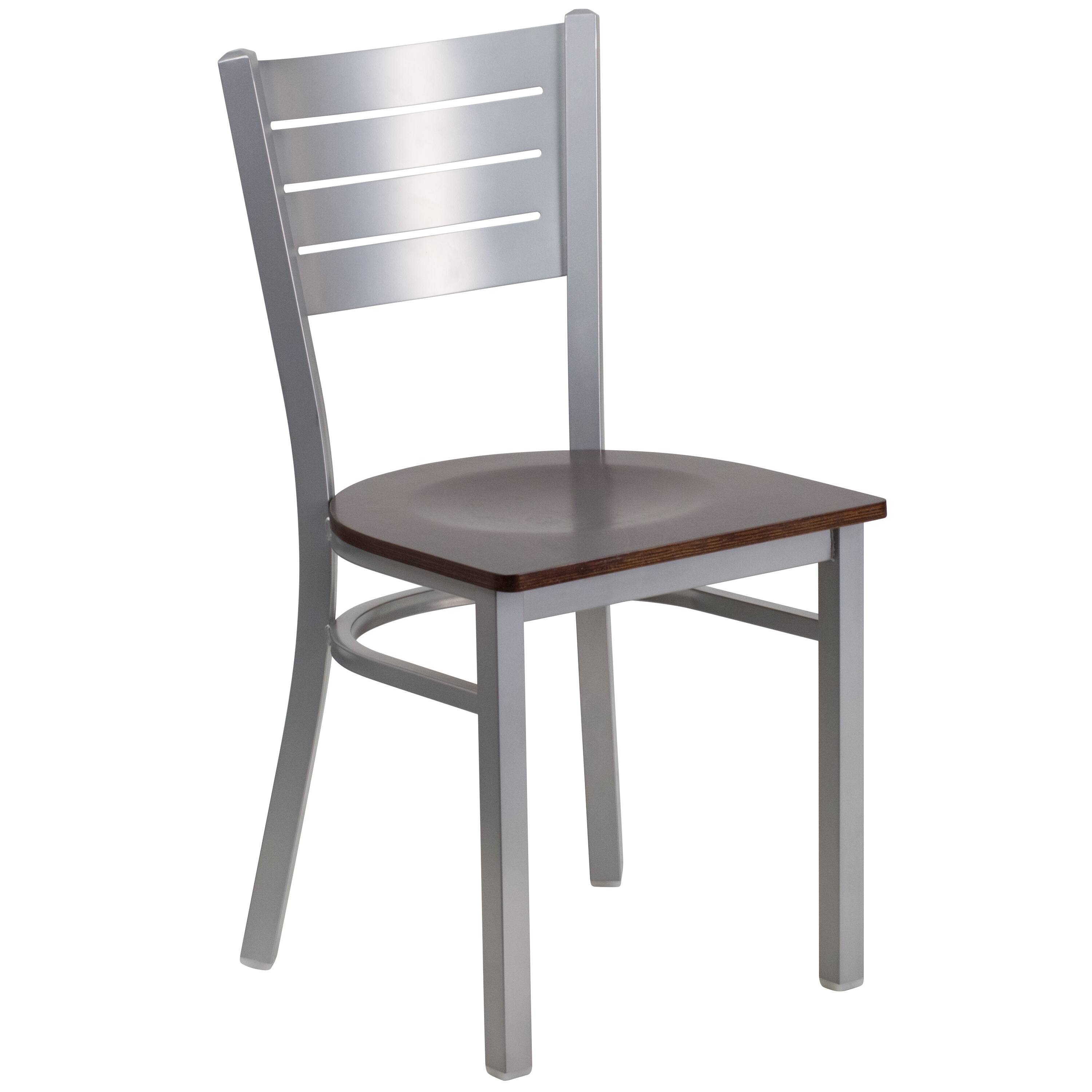 Walnut Wood Seat/Silver Frame