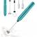 Front. MOVSSOU - Handheld Milk & Coffee Frother Electric Mini Blender Stainless Steel Drink Mixer - Light Blue.