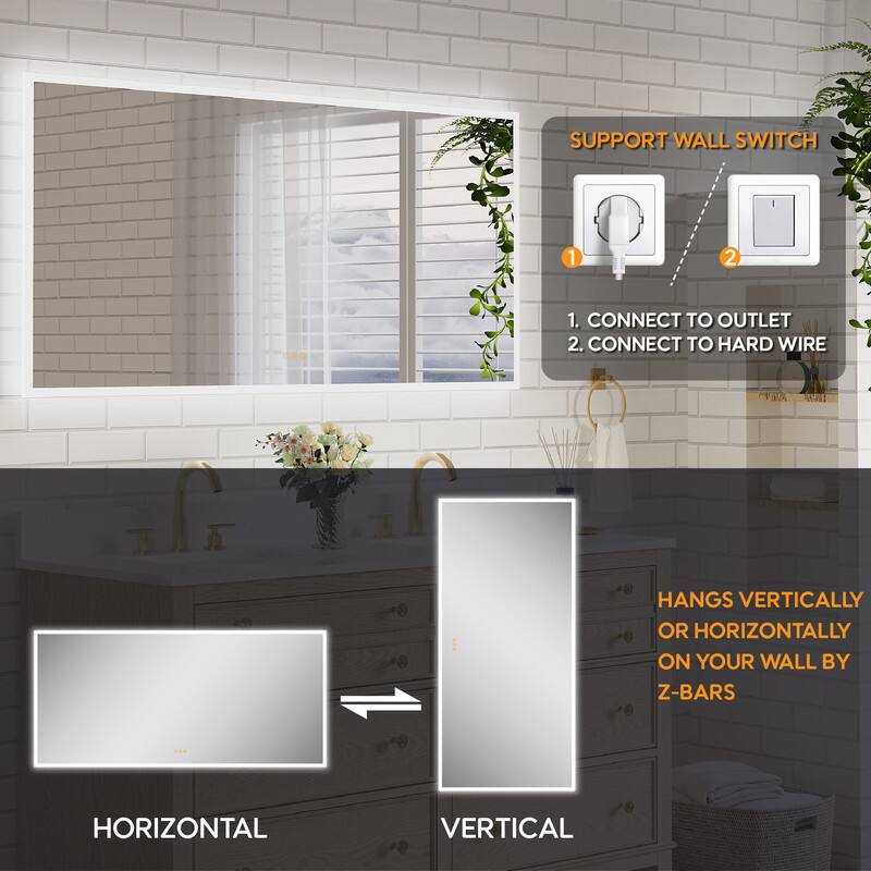 SUPPORT WALL SWITCH

1. CONNECT TO OUTLET
2. CONNECT TO HARD WIRE

HANGS VERTICALLY OR HORIZONTALLY ON YOUR WALL BY Z-BARS

HORIZONTAL

VERTICAL