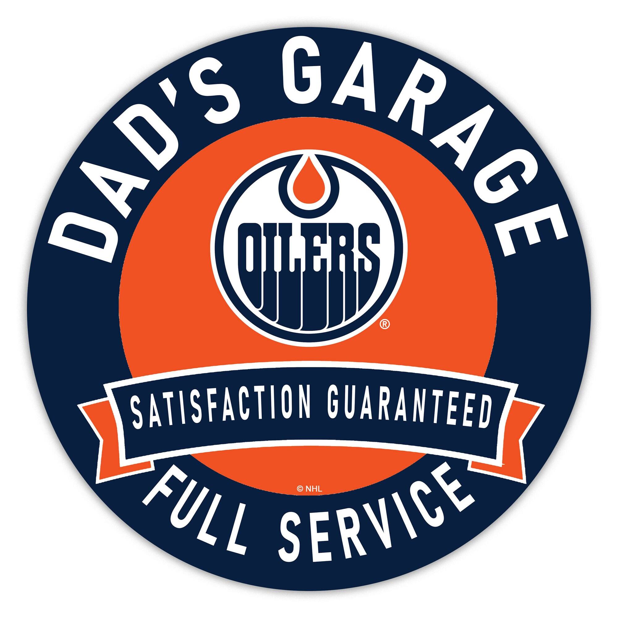 Edmonton Oilers 16" Dad's Garage Wood Sign