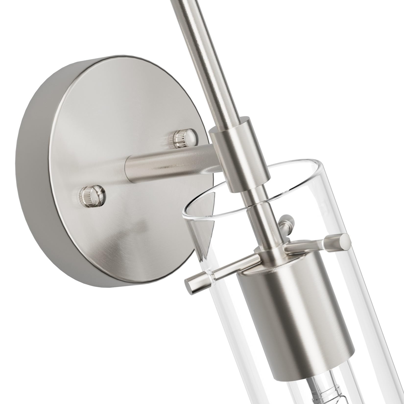 Alt View 5. Earthley Blooms - Wall Sconce Set Of Brushed Nickel Light Bathroom Vanity Fixture Modern Indoor With Clear Glass Shade For Be - Chrome.