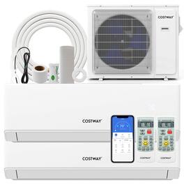 Costway - 36000 BTU 2 Zone 12k + 12k Mini Split Air Conditioner 23 SEER2 208-230V Wifi Enabled - White