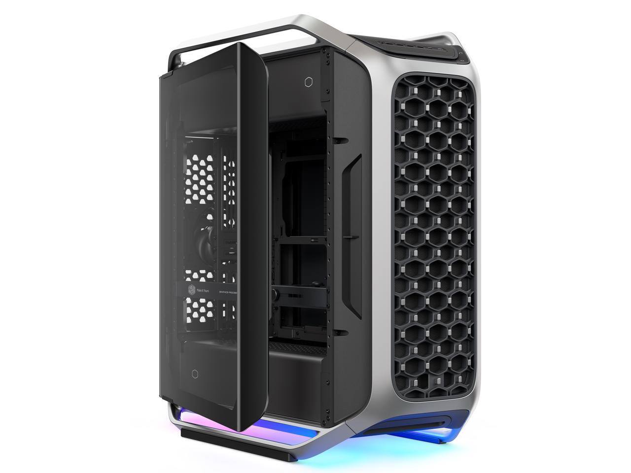 Alt View 3. Cooler Master - Cooler Master Cosmos Alpha Full Tower - Curved Aluminum, 200mm Fans, 400mm GPU, ARGB Underglow - Black.