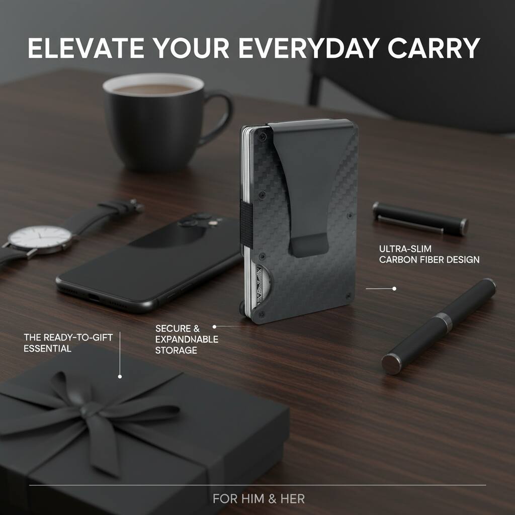 ELEVATE YOUR EVERYDAY CARRY

ULTRA-SLIM CARBON FIBER DESIGN

THE READY-TO-GIFT ESSENTIAL

SECURE & EXPANDABLE STORAGE

FOR HIM & HER
