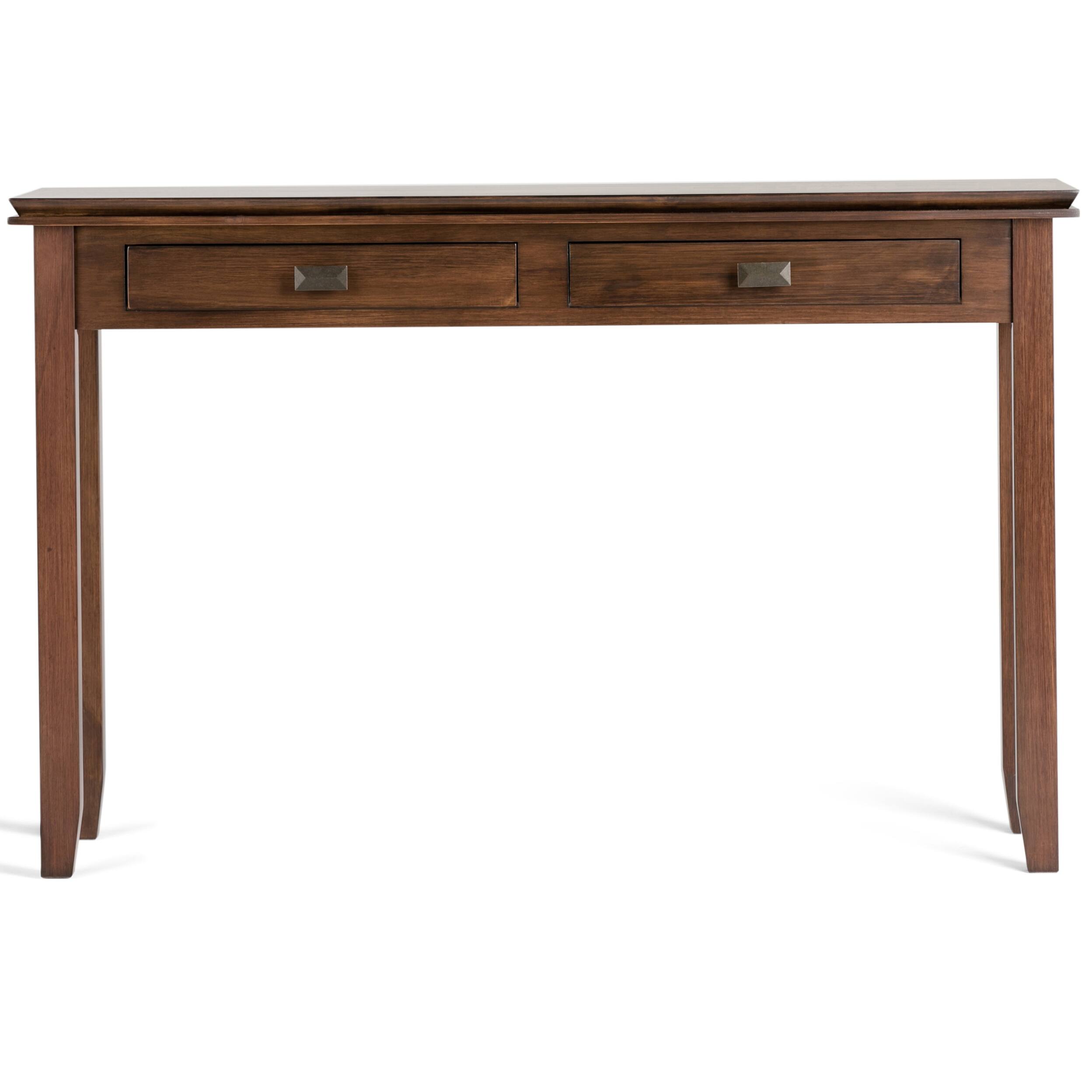 Left. Simpli Home - Artisan SOLID WOOD 46 inch Wide Transitional Console Sofa Table in Russet Brown - Russet Brown.