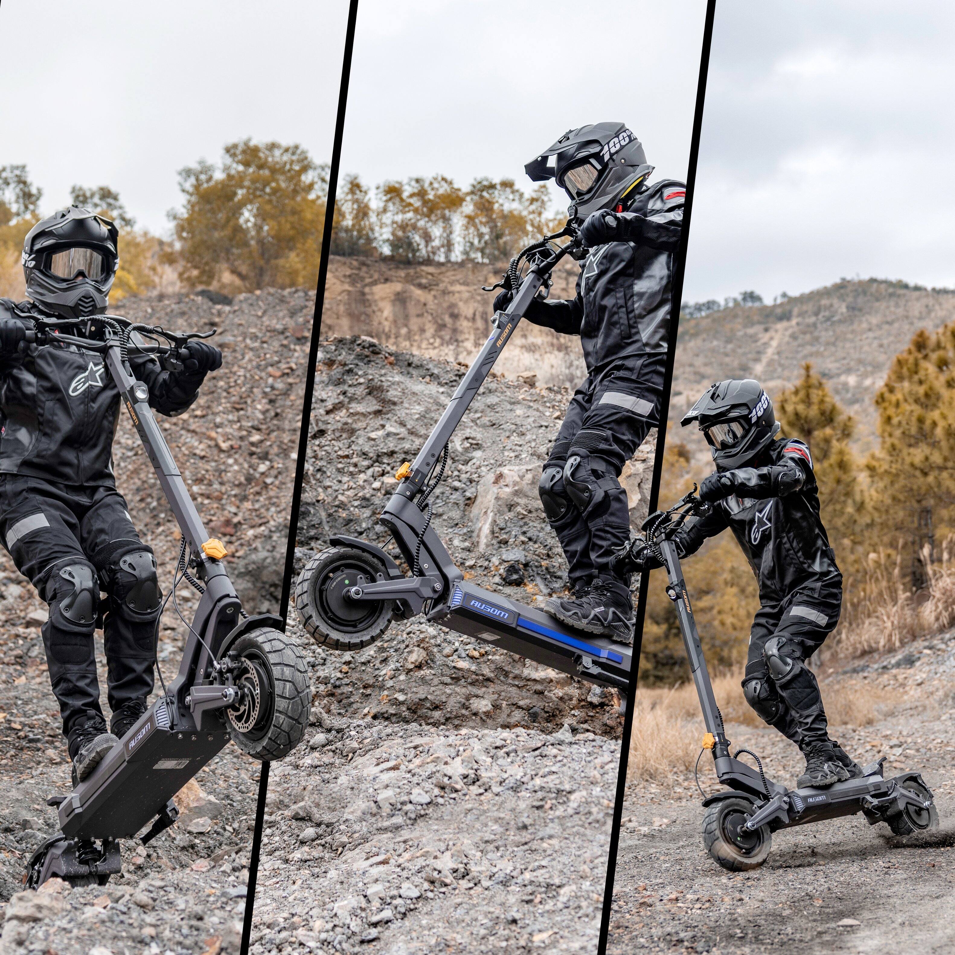 Alt View 29. Ausom - DT2 Pro Foldable Electric Scooter w/ 71 mi Max Operating Range & 42 mph Max Speed, Dual 1100W Motors, 3 Speed Modes - Gray & Yellow.